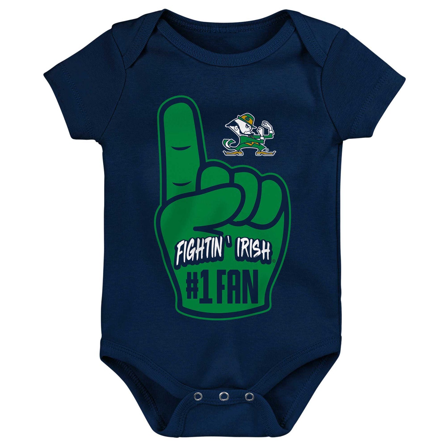 Newborn & Infant Navy Notre Dame Fighting Irish #1 Fan Foam Finger Bodysuit