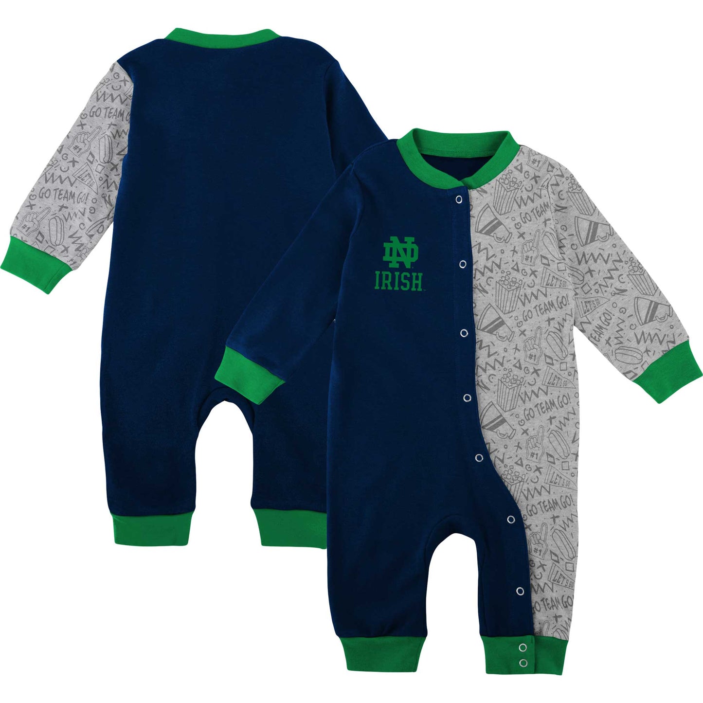 Newborn & Infant Navy Notre Dame Fighting Irish Playbook Two-Tone Full-Snap Jumper