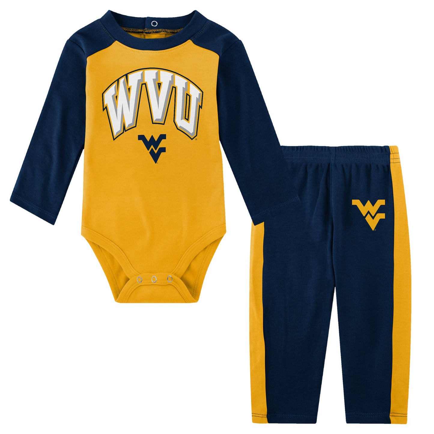 Newborn & Infant Navy West Virginia Mountaineers Rookie of the Year Long Sleeve Bodysuit & Pants Set