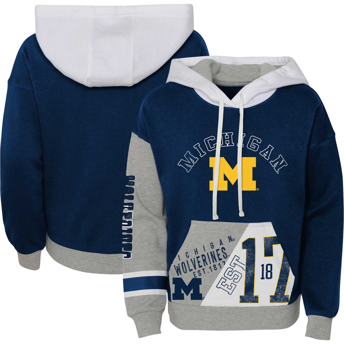 Girls Youth Navy Michigan Wolverines True Fan Soft Fleece Pullover Hoodie