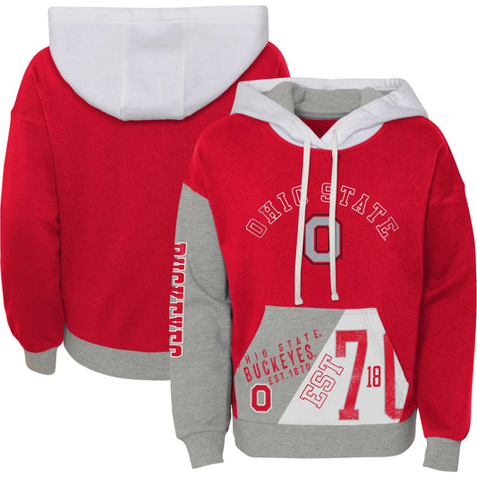 Girls Youth Scarlet Ohio State Buckeyes True Fan Soft Fleece Pullover Hoodie