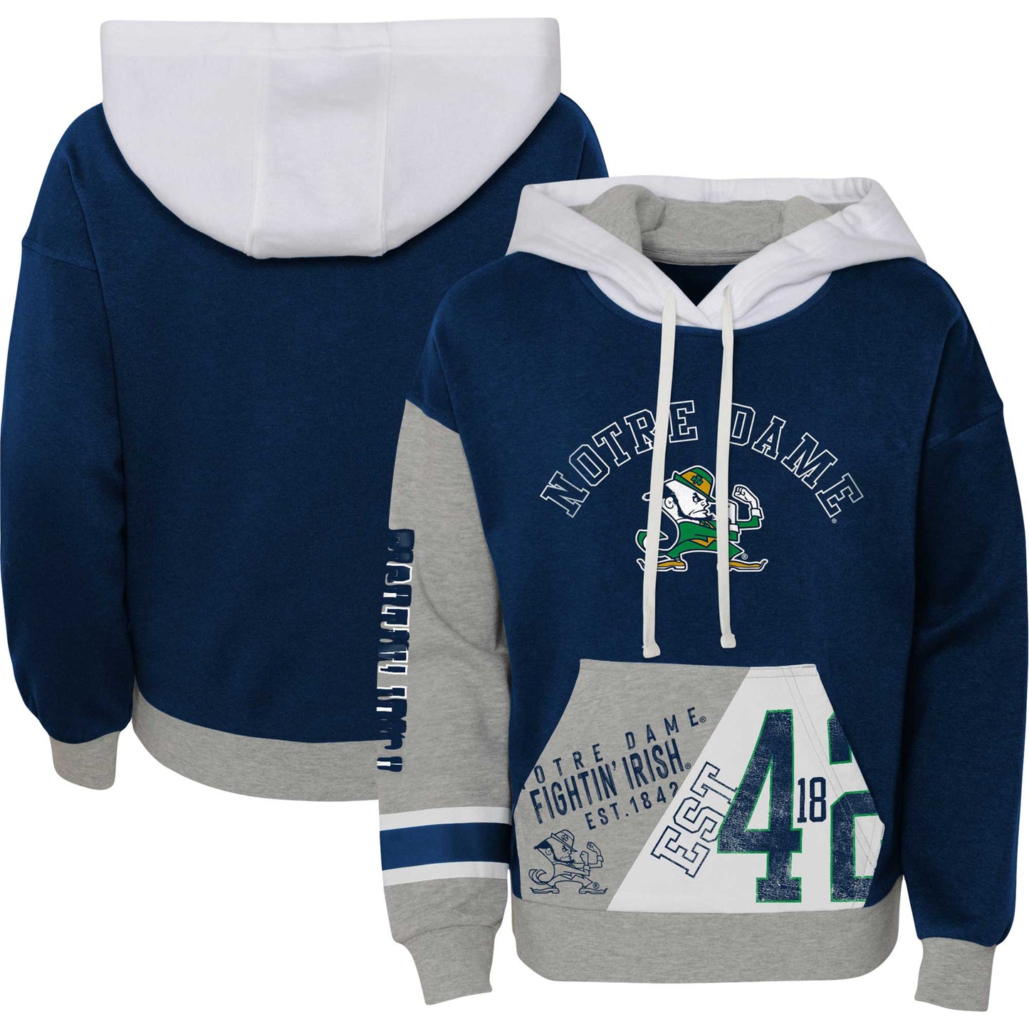 Girls Youth Navy Notre Dame Fighting Irish True Fan Soft Fleece Pullover Hoodie