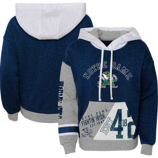 Girls Youth Navy Notre Dame Fighting Irish True Fan Soft Fleece Pullover Hoodie