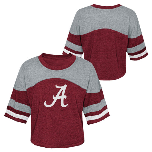 Girls Youth Crimson Alabama Crimson Tide Sunday Friday Sleeve Stripe Jersey T-Shirt