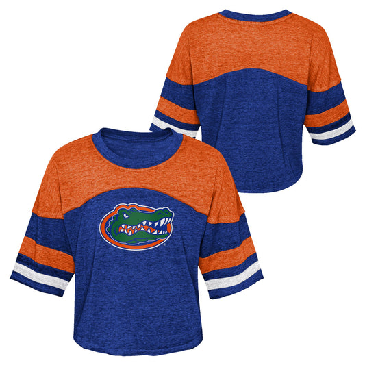 Girls Youth Royal Florida Gators Sunday Friday Sleeve Stripe Jersey T-Shirt