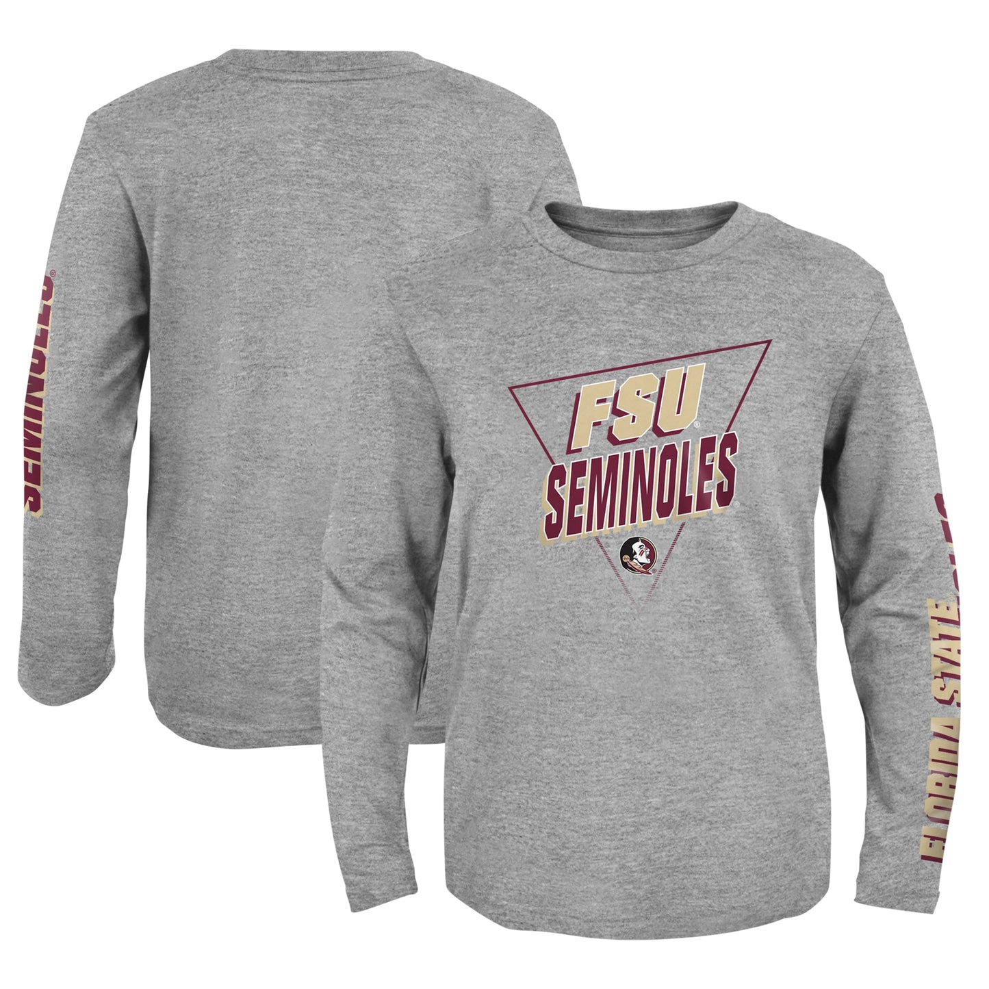 Youth Heather Gray Florida State Seminoles 2-Hit For My Team Long Sleeve T-Shirt