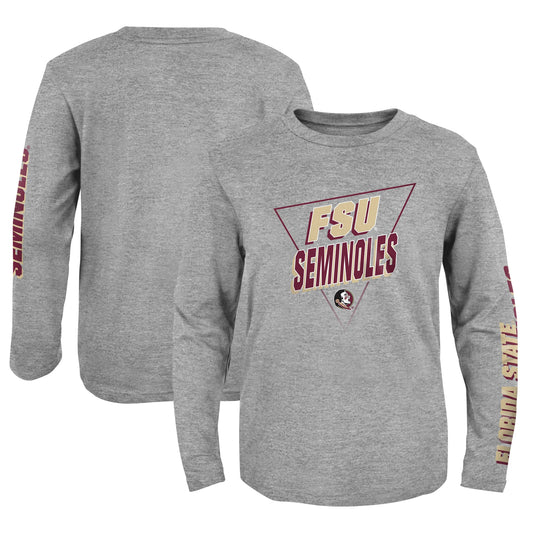 Youth Heather Gray Florida State Seminoles 2-Hit For My Team Long Sleeve T-Shirt