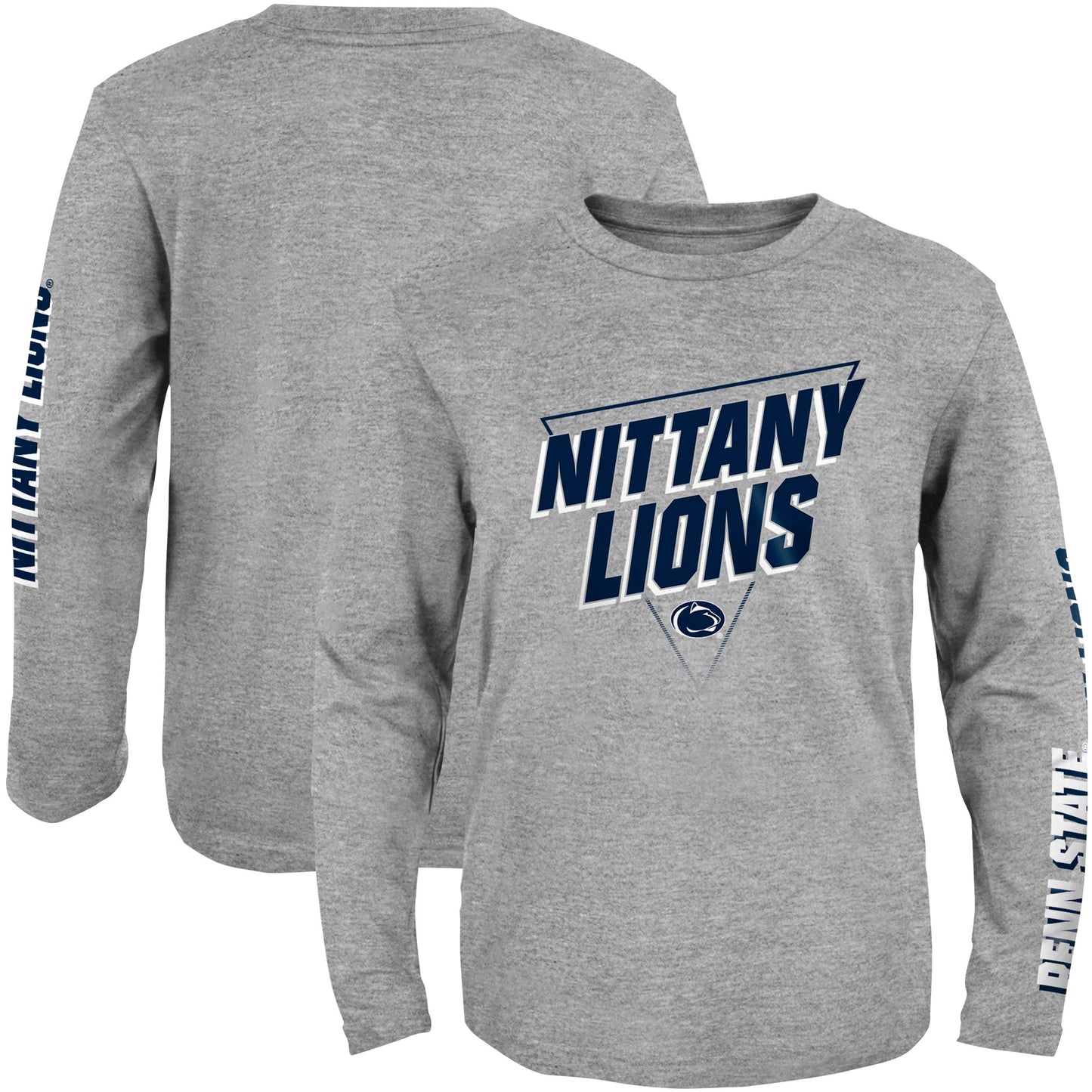 Youth Heather Gray Penn State Nittany Lions 2-Hit For My Team Long Sleeve T-Shirt