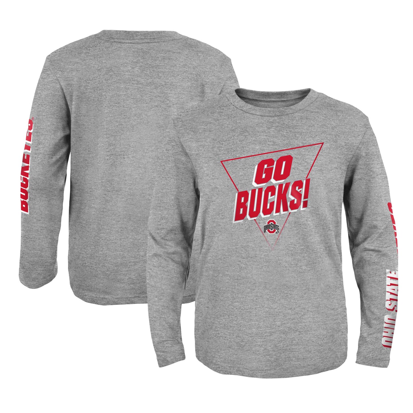 Youth Heather Gray Ohio State Buckeyes 2-Hit For My Team Long Sleeve T-Shirt