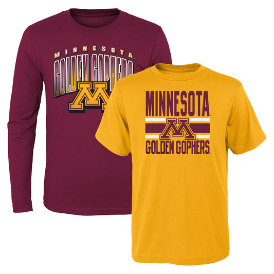 Youth Gold/Maroon Minnesota Golden Gophers Fan Wave T-Shirt Combo Pack