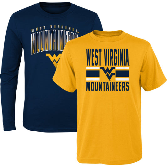 Youth Gold/Navy West Virginia Mountaineers Fan Wave T-Shirt Combo Pack