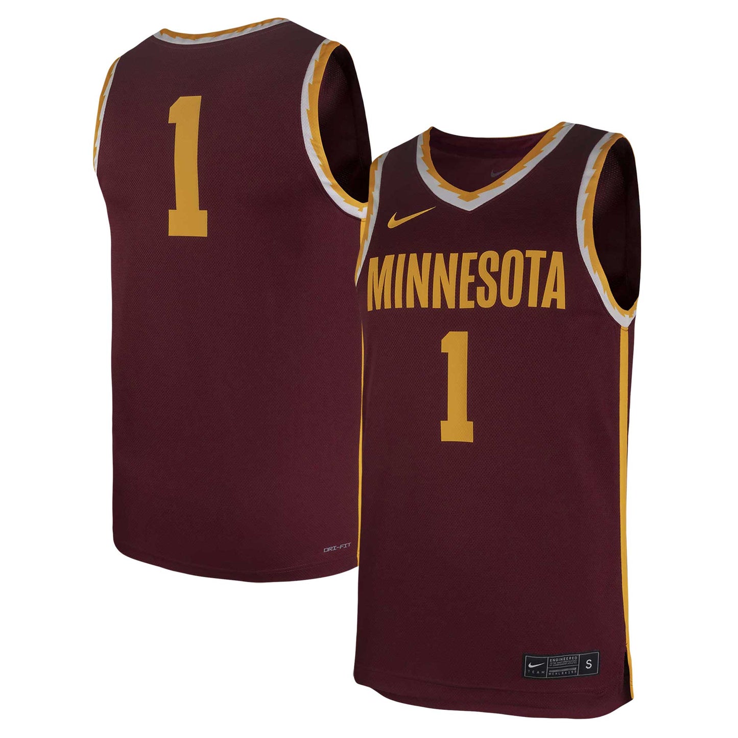 Men's Nike #1 Maroon Minnesota Golden Gophers Team Replica Basketball Jersey