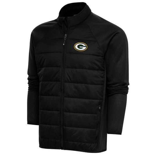 Men's Antigua  Black Green Bay Packers Altitude Full-Zip Jacket