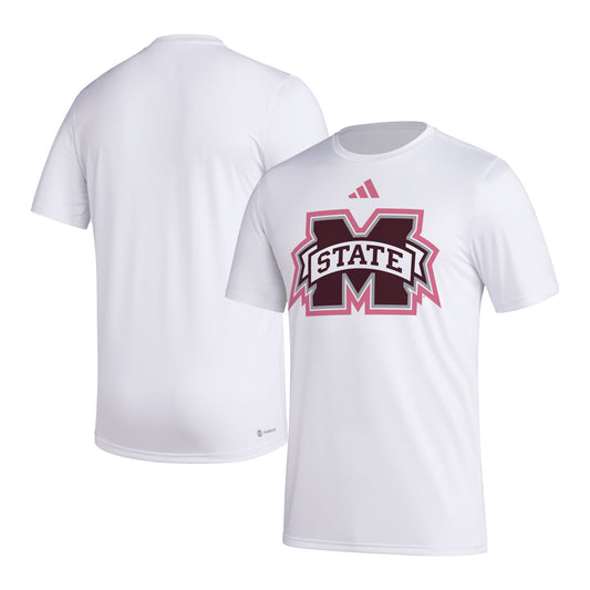 Men's adidas  White Mississippi State Bulldogs Pregame AEROREADY T-Shirt