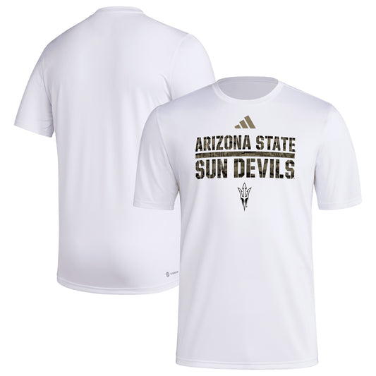 Men's adidas White Arizona State Sun Devils Military Appreciation Pregame AEROREADY T-Shirt