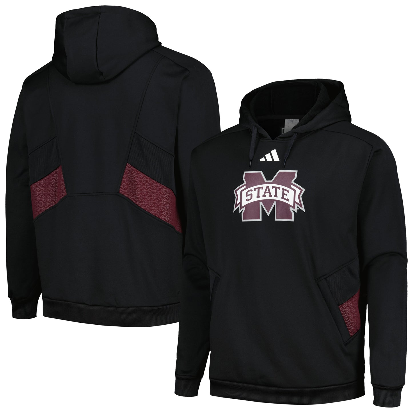 Men's adidas  Black Mississippi State Bulldogs Travel AEROREADY Pullover Hoodie