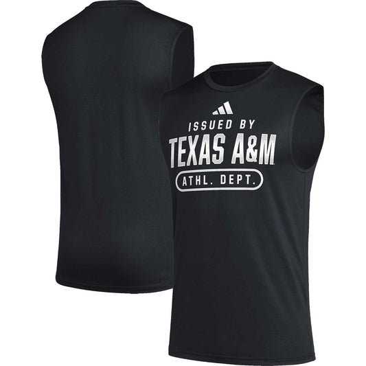 Men's adidas Black Texas A&M Aggies Sideline AEROREADY Pregame Tank Top