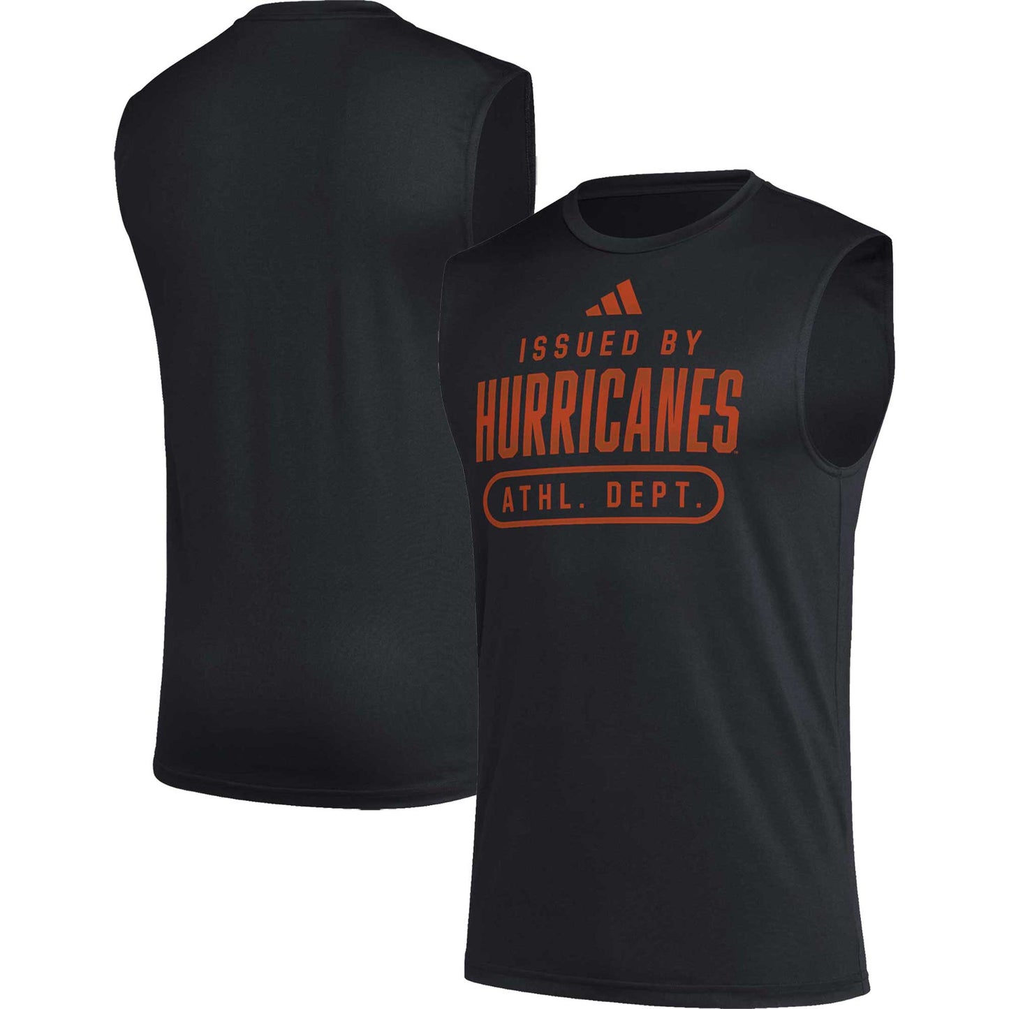 Men's adidas Black Miami Hurricanes Sideline AEROREADY Pregame Tank Top