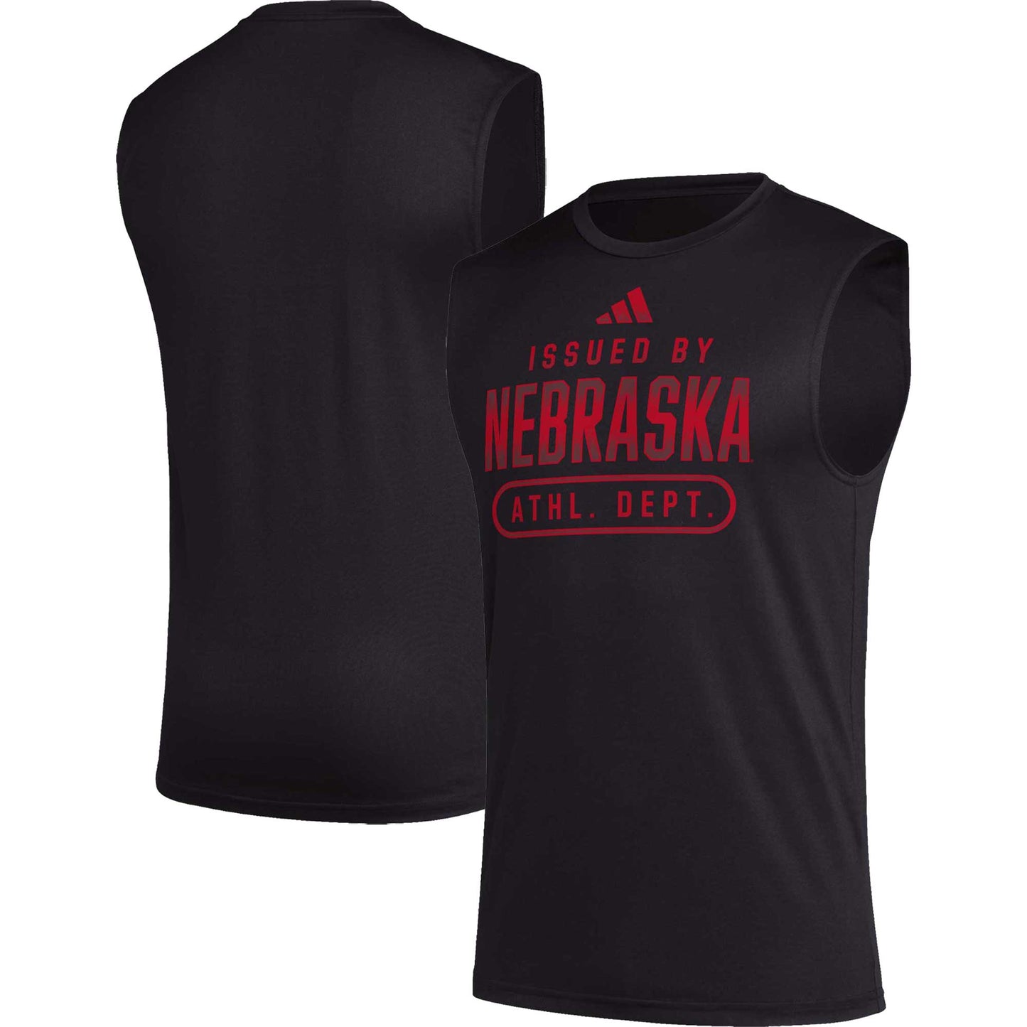 Men's adidas Black Nebraska Huskers Sideline AEROREADY Pregame Tank Top