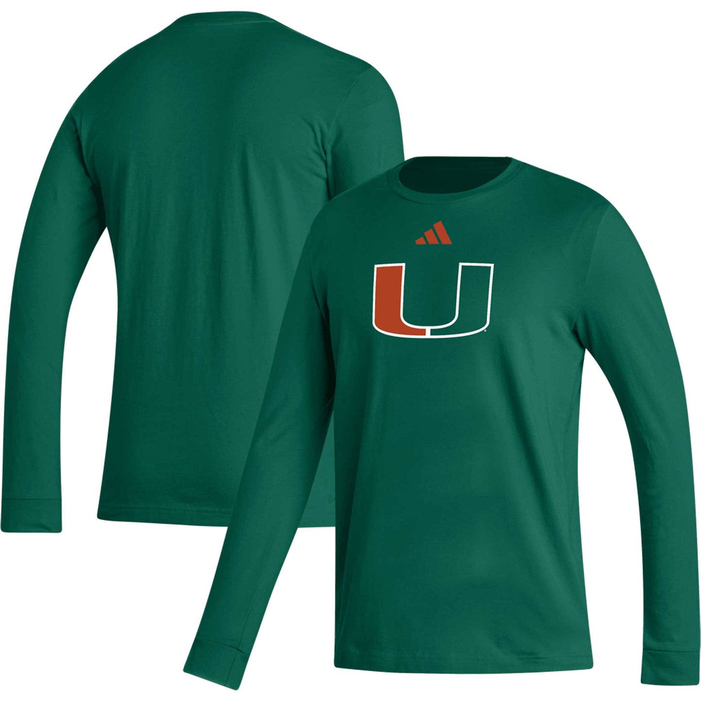 Men's adidas  Green Miami Hurricanes Locker Logo Fresh Long Sleeve T-Shirt