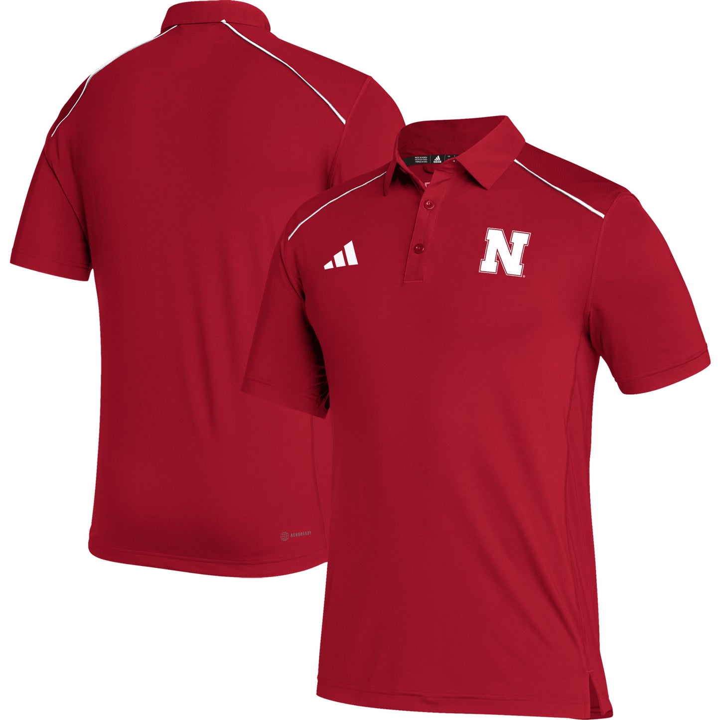 Men's adidas Scarlet Nebraska Huskers Coaches AEROREADY Polo