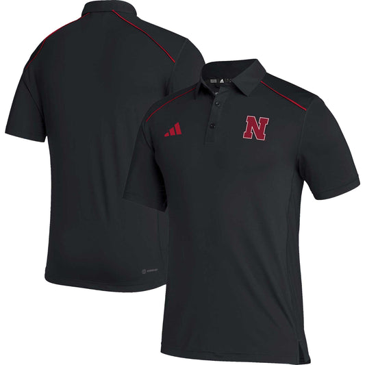 Men's adidas Black Nebraska Huskers Coaches AEROREADY Polo