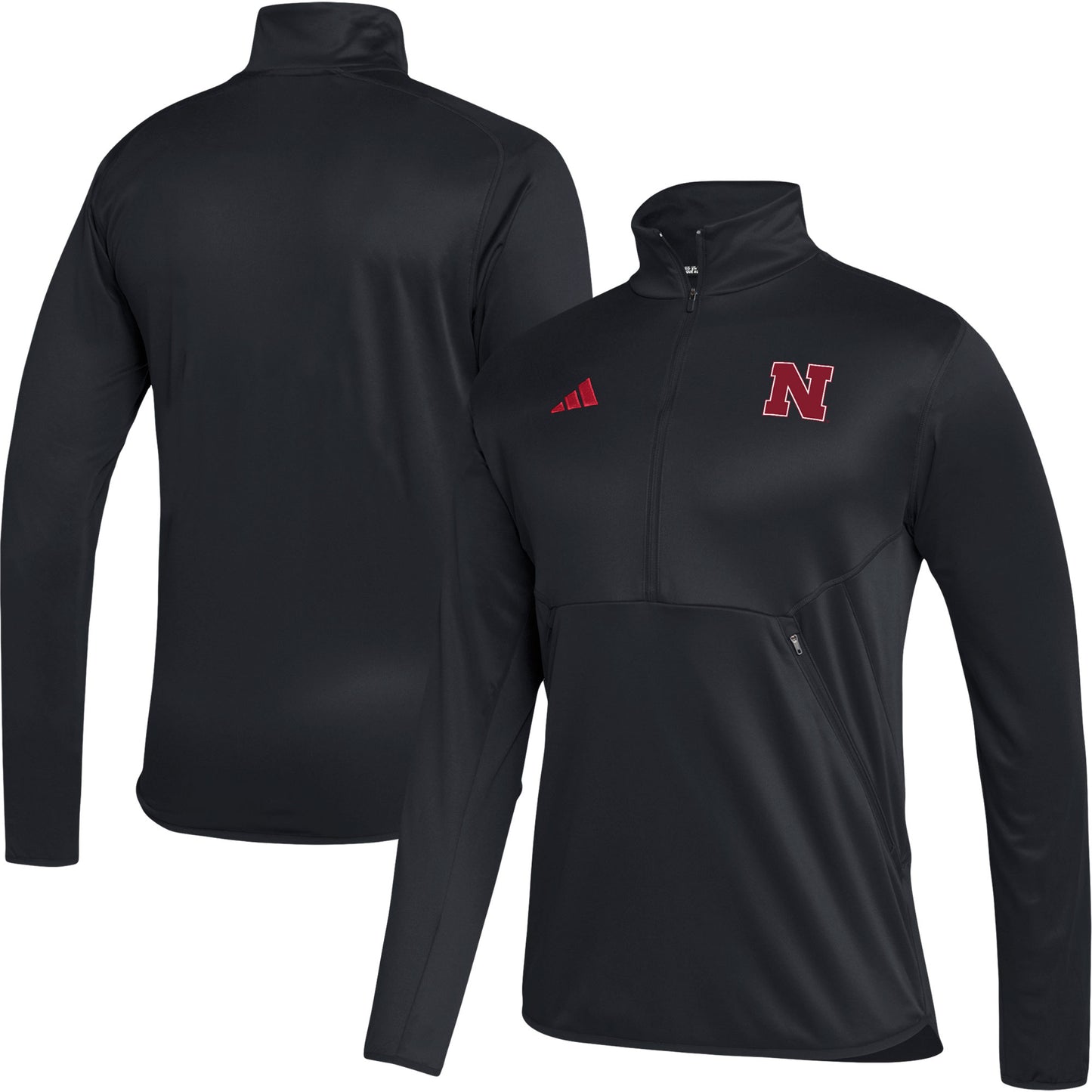 Men's adidas Black Nebraska Huskers 2023 Sideline AEROREADY Half-Zip Top