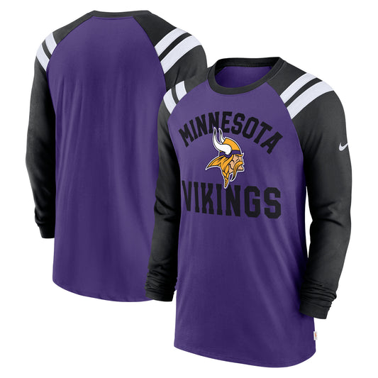 Men's Nike  Purple/Black Minnesota Vikings Classic Arc Raglan Tri-Blend Long Sleeve T-Shirt