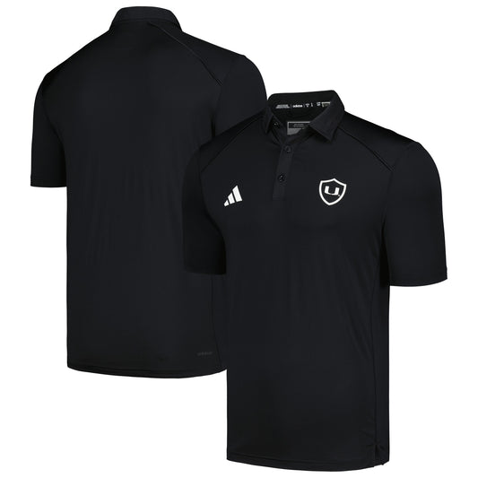 Men's adidas  Black Miami Hurricanes Strategy AEROREADY Polo