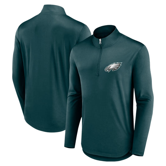 Men's Fanatics Midnight Green Philadelphia Eagles Quarterback Quarter-Zip Top