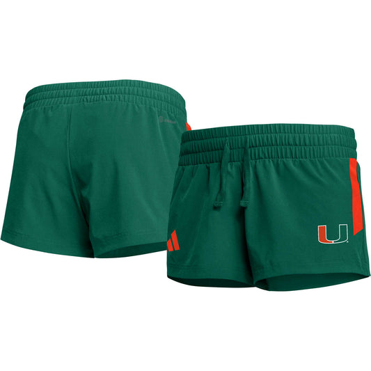 Women's adidas Green Miami Hurricanes 2023 Sideline Performance Shorts