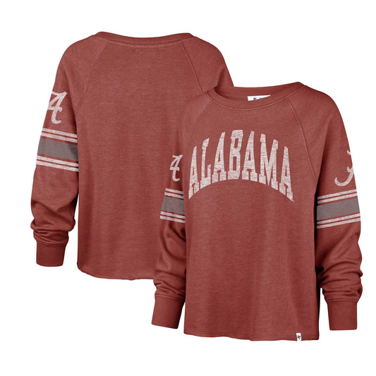 Women's '47 Crimson Alabama Crimson Tide Allie Modest Raglan Long Sleeve Cropped T-Shirt