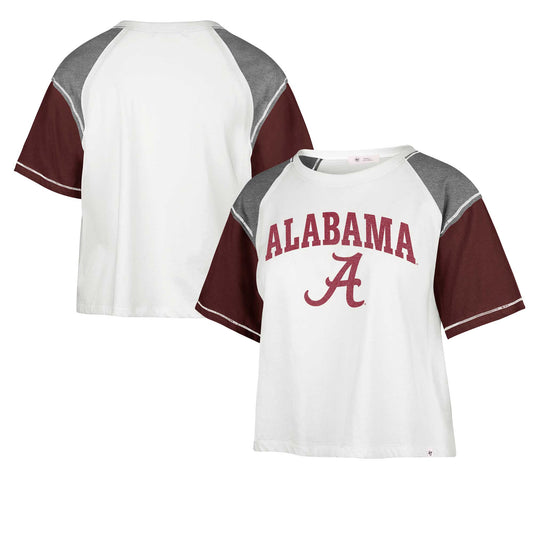 Women's '47 White Alabama Crimson Tide Serenity Gia Cropped T-Shirt