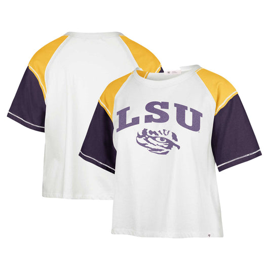 Women's '47 White LSU Tigers Serenity Gia Cropped T-Shirt