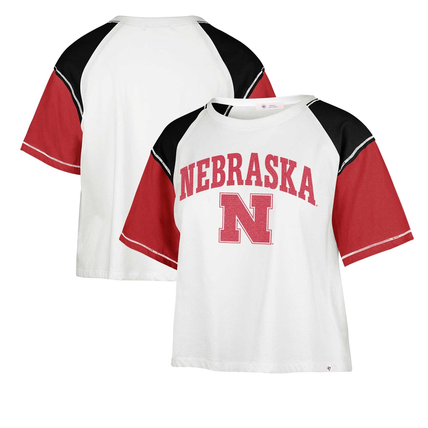 Women's '47 White Nebraska Huskers Serenity Gia Cropped T-Shirt