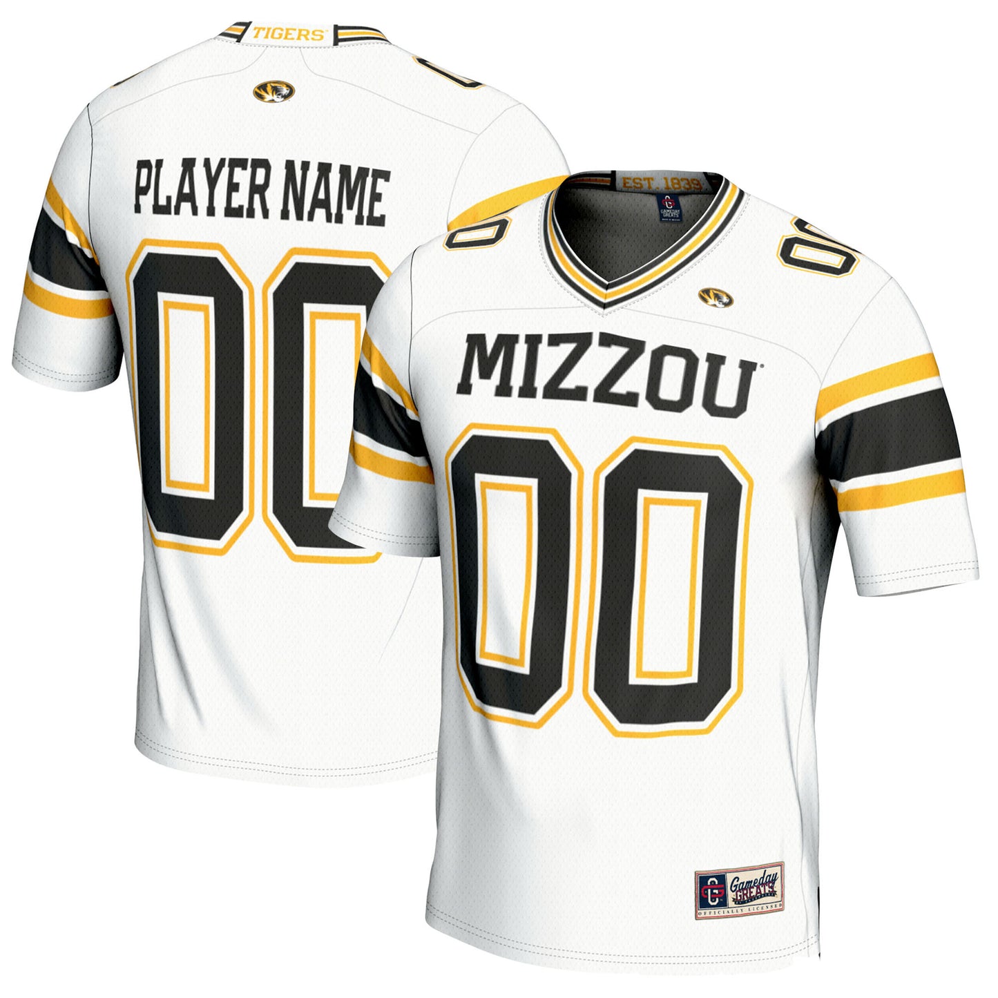 Men's GameDay Greats White Missouri Tigers NIL Pick-A-Player Football Jersey