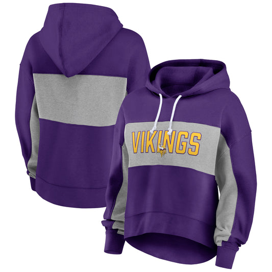 Women's Fanatics  Purple Minnesota Vikings Filled Stat Sheet Lighweight Modest Crop Hoodie