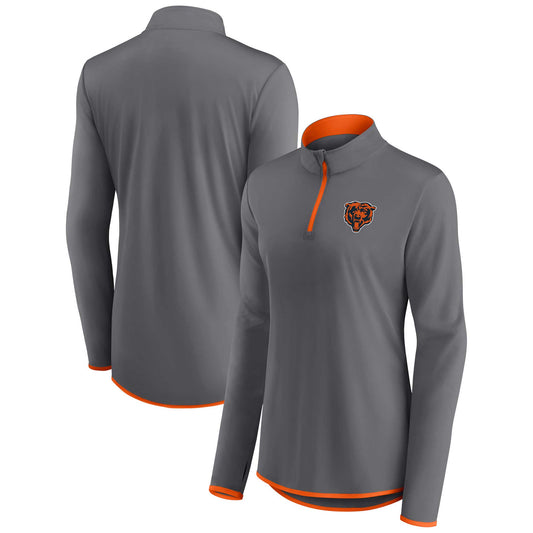 Women's Fanatics  Gray Chicago Bears Corner Long Sleeve 1/4 Zip Top