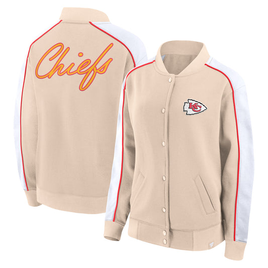 Women's Fanatics Tan Kansas City Chiefs Lounge Full-Snap Varsity Jacket