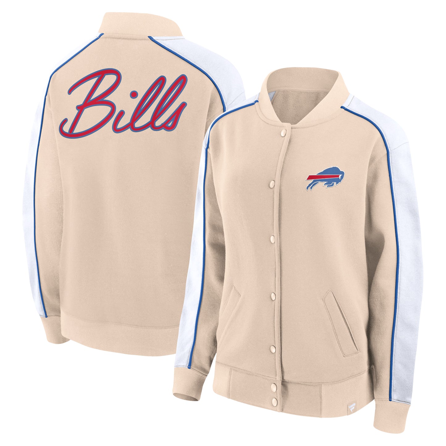 Women's Fanatics Tan Buffalo Bills Lounge Full-Snap Varsity Jacket