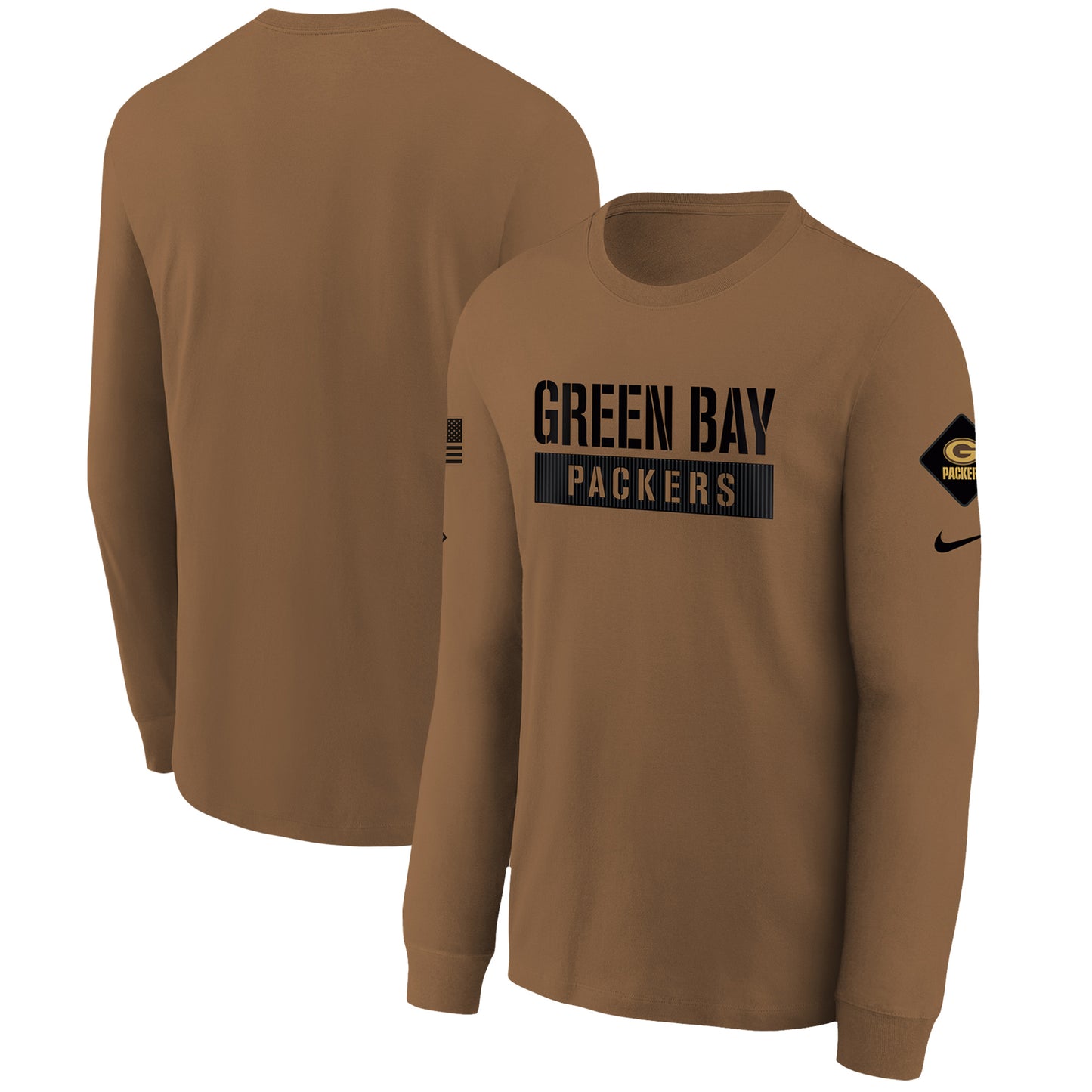 Youth Nike  Brown Green Bay Packers 2023 Salute to Service Long Sleeve T-Shirt