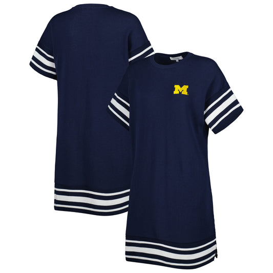 Women's Touch Navy Michigan Wolverines Cascade T-Shirt Dress