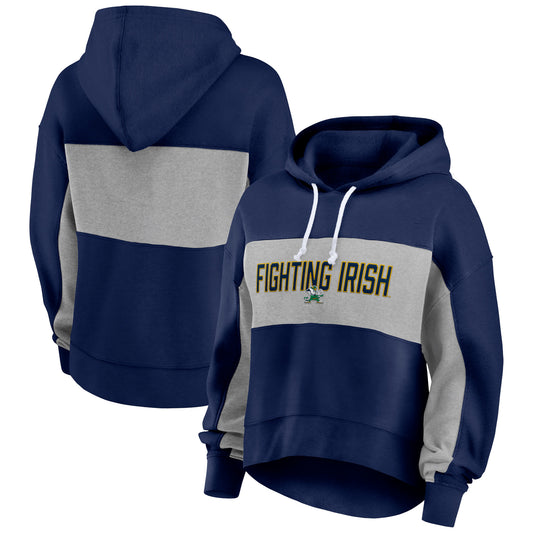 Women's Fanatics Navy Notre Dame Fighting Irish Filled Stat Sheet Pullover Hoodie