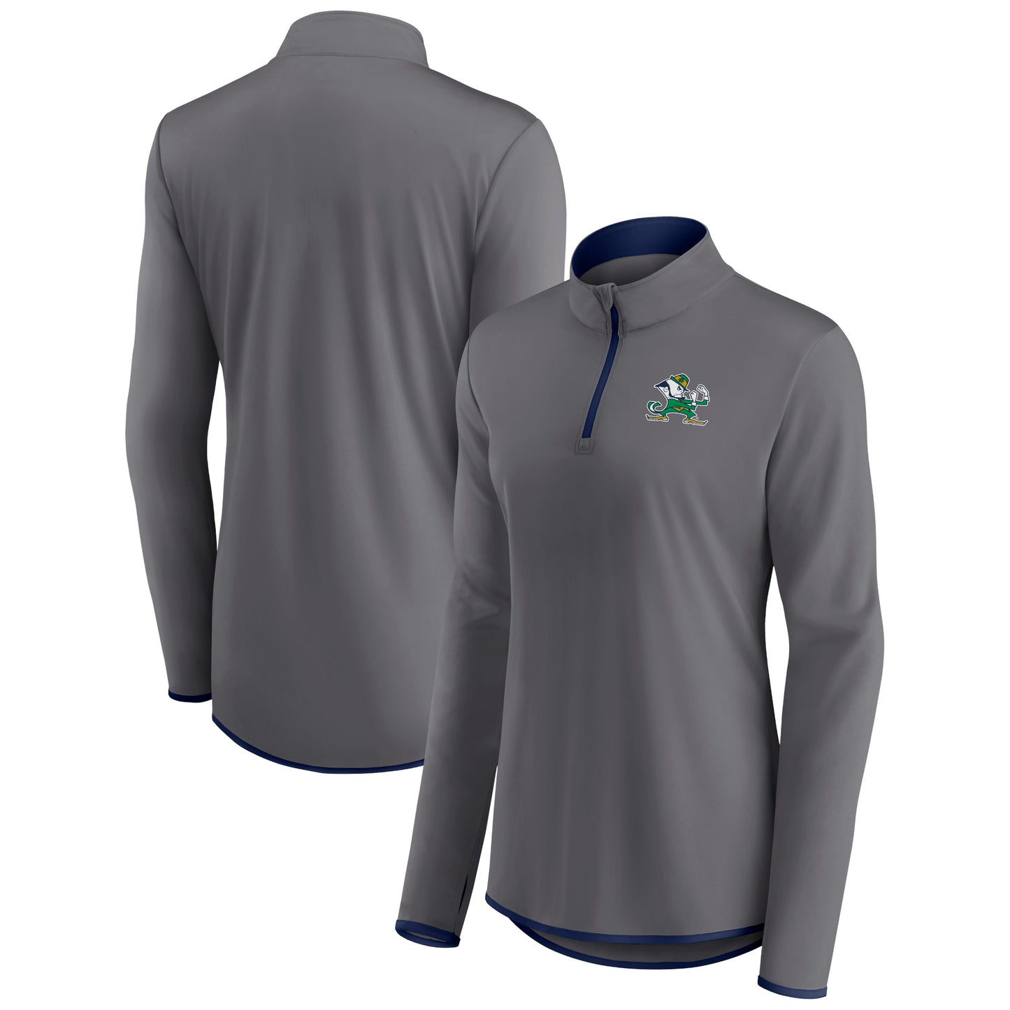 Women's Fanatics  Gray Notre Dame Fighting Irish Corner Quarter-Zip Top