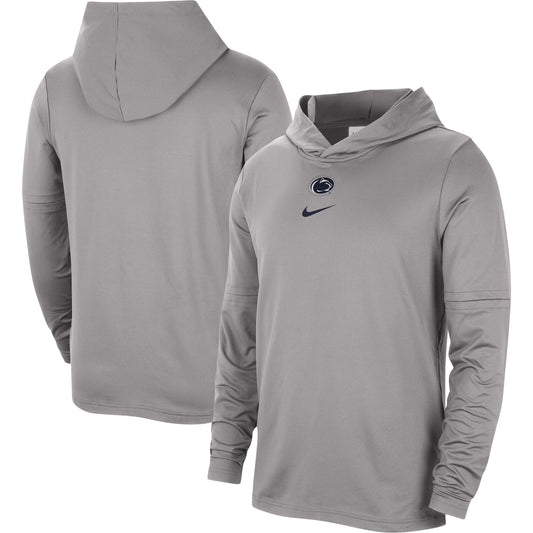 Men's Nike Gray Penn State Nittany Lions Player Hoodie Long Sleeve Performance Top