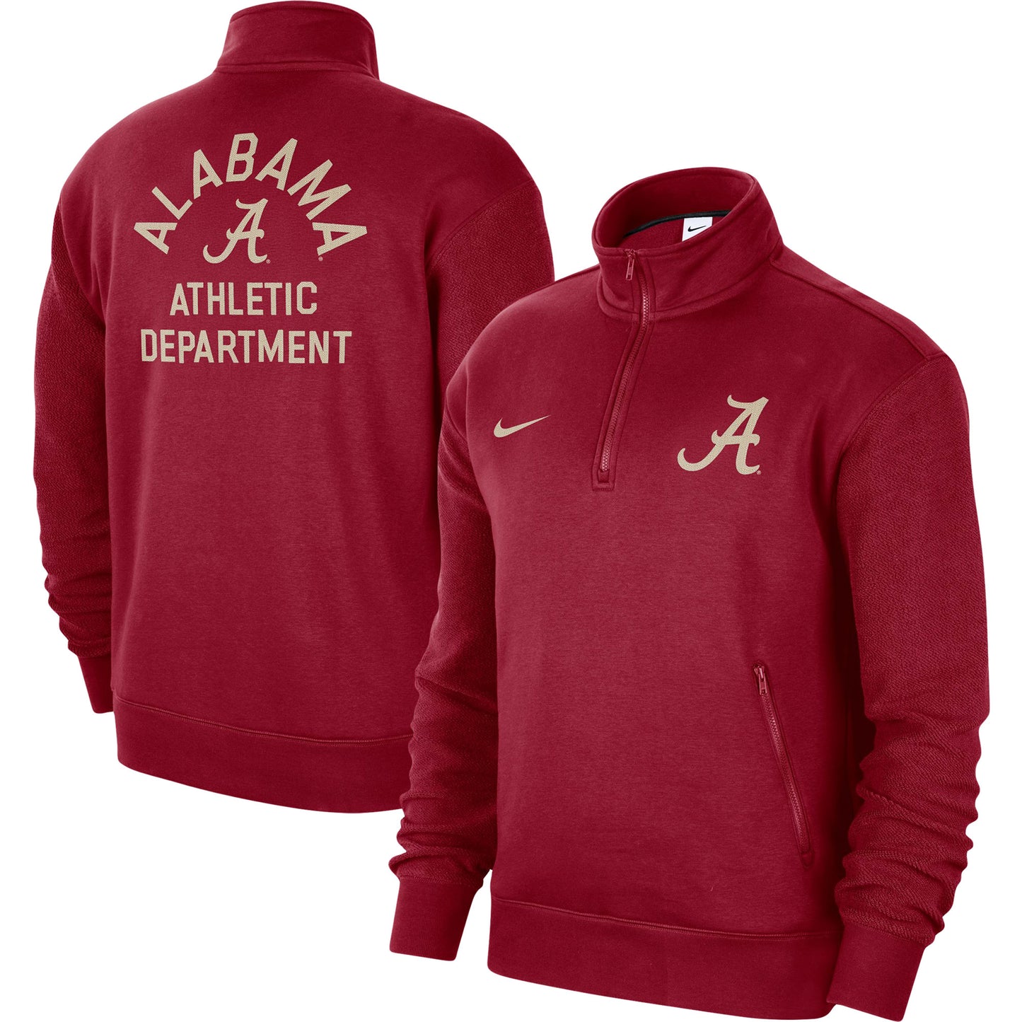 Men's Nike Crimson Alabama Crimson Tide Campus Athletic Department Quarter-Zip Sweatshirt