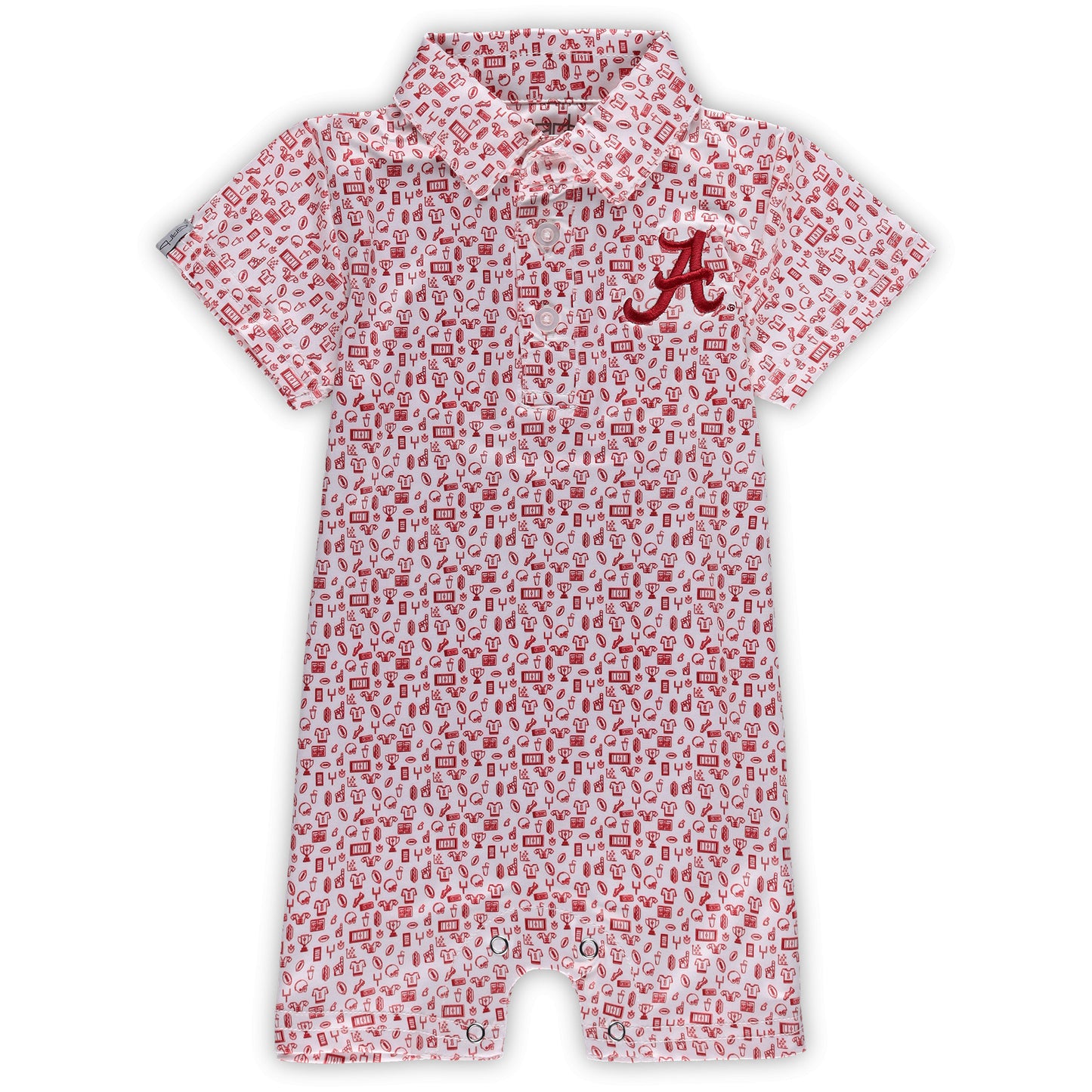 Infant Garb White Alabama Crimson Tide Crew All-Over Print Polo Bodysuit