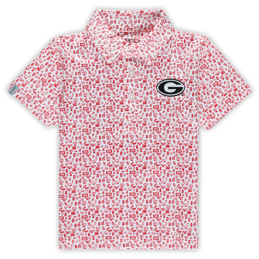 Toddler Garb White Georgia Bulldogs Crew All-Over Print Polo