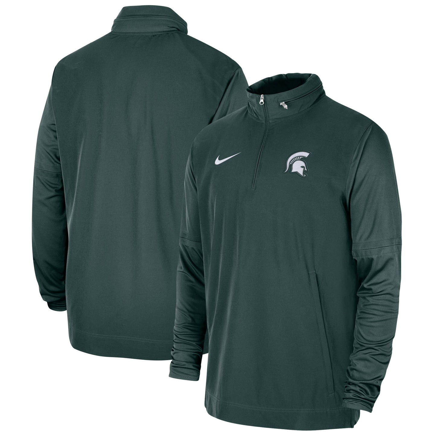 Men's Nike Green Michigan State Spartans 2023 Coach Half-Zip Hooded Jacket