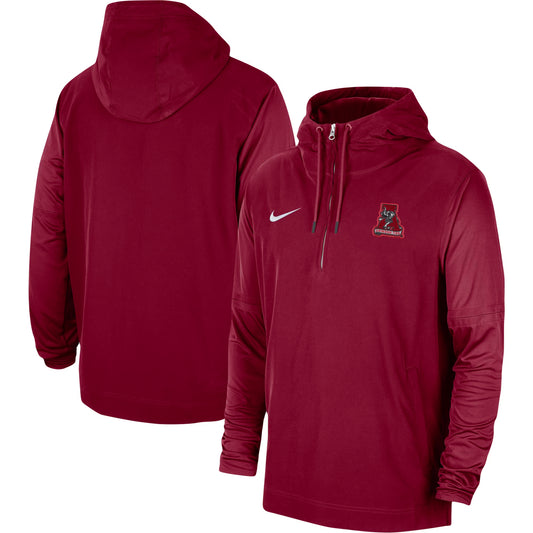 Men's Nike Crimson Alabama Crimson Tide 2023 Sideline Player Quarter-Zip Hoodie Jacket